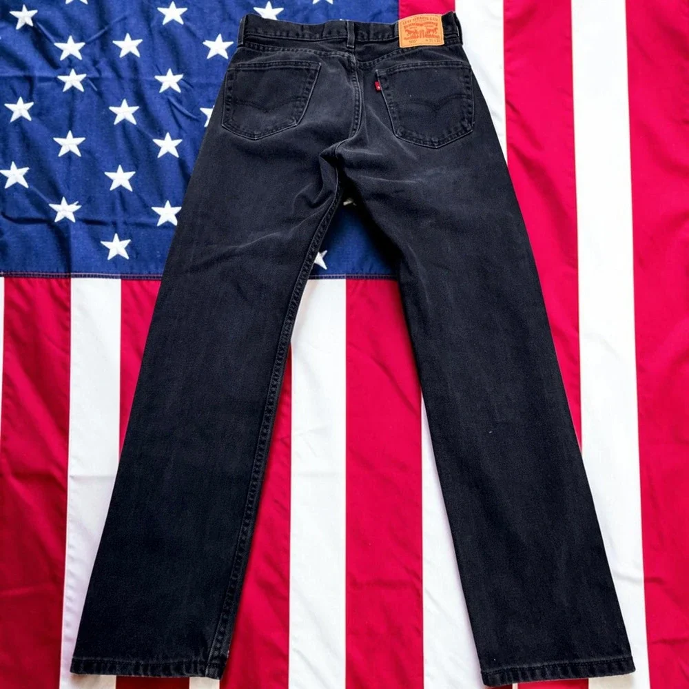 Levis 505 Regular Fit Jeans Mens 31x32 Faded Black Straight Leg Denim Pants